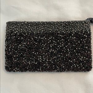 NWOT Hand Beaded Black Evening Clutch - Sleek Women's Wristlet